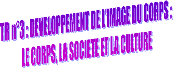 TR n3 : DEVELOPPEMENT DE LIMAGE DU CORPS : 
LE CORPS, LA SOCIETE ET LA CULTURE